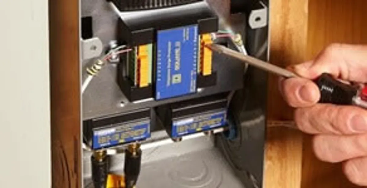 Whole home surge protection device being installed by a licensed electrician to protect electrical systems in Pasadena, CA